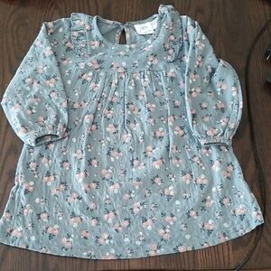 Zara Floral Long Sleeve Dress With Little Ruffle. Size 2-3T